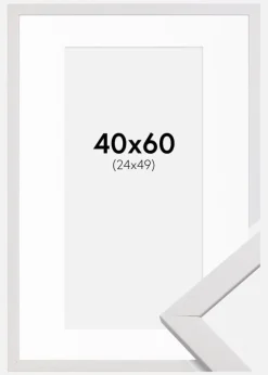 Ramme Stilren Hvid 40x60 cm - Passepartout Hvid 25x50 cm