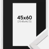 Ramme Stilren Hvid 45x60 cm - Passepartout Sort 12x18 inches