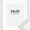Ramme Stilren Hvid 24x30 cm - Passepartout Hvid 7x9 inches