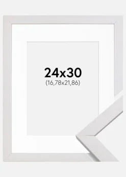 Ramme Stilren Hvid 24x30 cm - Passepartout Hvid 7x9 inches
