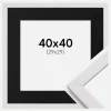 Ramme Stilren Hvid 40x40 cm - Passepartout Sort 30x30 cm