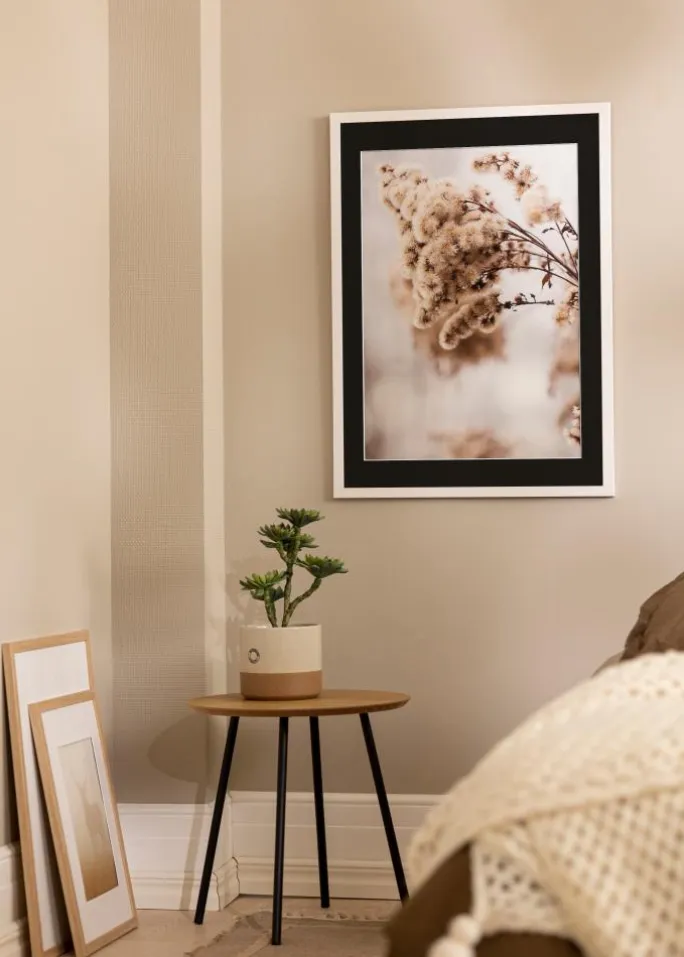 Ramme Stilren Hvid 35x50 cm - Passepartout Sort 25x35 cm