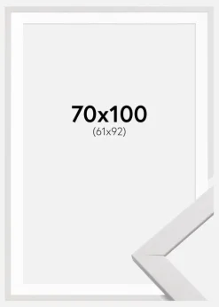 Ramme Stilren Hvid 70x100 cm - Passepartout Hvid 62x93 cm