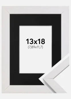 Ramme Stilren Hvid 13x18 cm - Passepartout Sort 3,5x5 inches