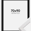 Ramme Stilren Hvid 70x90 cm - Passepartout Sort 24x30 inches