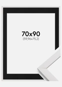 Ramme Stilren Hvid 70x90 cm - Passepartout Sort 24x30 inches
