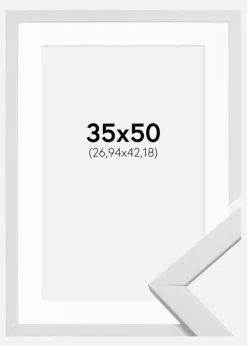 Ramme Stilren Hvid 35x50 cm - Passepartout Hvid 11x17 inches