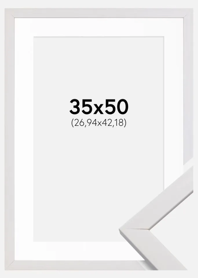 Ramme Stilren Hvid 35x50 cm - Passepartout Hvid 11x17 inches