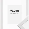Ramme Stilren Hvid 24x30 cm - Passepartout Hvid 6x8 inches