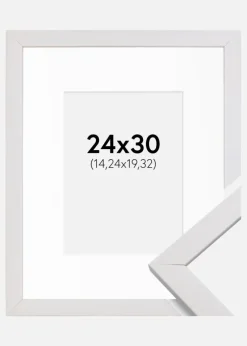 Ramme Stilren Hvid 24x30 cm - Passepartout Hvid 6x8 inches