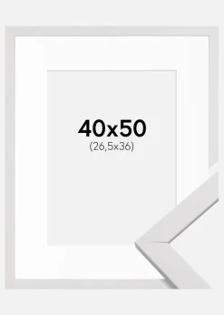 Ramme Stilren Hvid 40x50 cm - Passepartout Hvid 27,5x37 cm