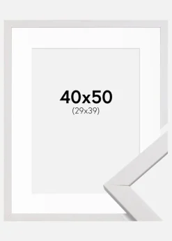 Ramme Stilren Hvid 40x50 cm - Passepartout Hvid 30x40 cm