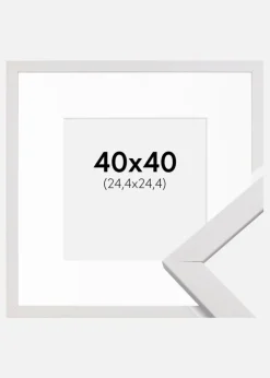 Ramme Stilren Hvid 40x40 cm - Passepartout Hvid 10x10 inches