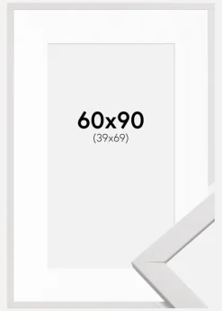 Ramme Stilren Hvid 60x90 cm - Passepartout Hvid 40x70 cm