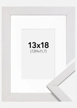 Ramme Stilren Hvid 13x18 cm - Passepartout Hvid 3,5x5 inches