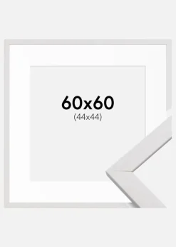 Ramme Stilren Hvid 60x60 cm - Passepartout Hvid 45x45 cm