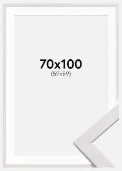 Ramme Stilren Hvid 70x100 cm - Passepartout Hvid 60x90 cm