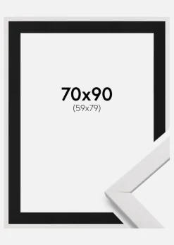 Ramme Stilren Hvid 70x90 cm - Passepartout Sort 60x80 cm