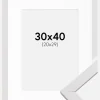 Ramme Stilren Hvid 30x40 cm - Passepartout Hvid 21x30 cm