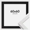 Ramme Stilren Hvid 60x60 cm - Passepartout Sort 50x50 cm