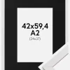 Ramme Stilren Hvid 42x59,4 cm (A2) - Passepartout Sort 25x38 cm