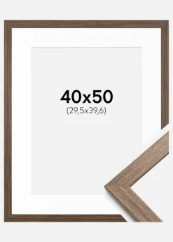 Ramme Stilren kold Brun 40x50 cm - Passepartout Hvid 12x16 inches