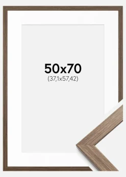 Ramme Stilren kold Brun 50x70 cm - Passepartout Hvid 15x23 inches