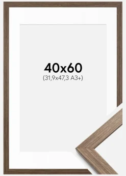 Ramme Stilren kold Brun 40x60 cm - Passepartout Hvid 32,9x48,3 cm