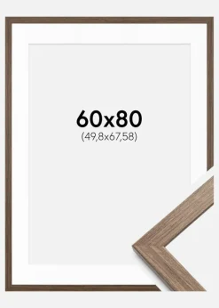 Ramme Stilren kold Brun 60x80 cm - Passepartout Hvid 20x27 inches