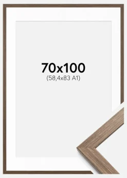 Ramme Stilren kold Brun 70x100 cm - Passepartout Hvid 59,4x84 cm