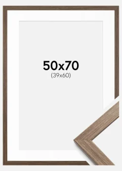 Ramme Stilren kold Brun 50x70 cm - Passepartout Hvid 40x61 cm