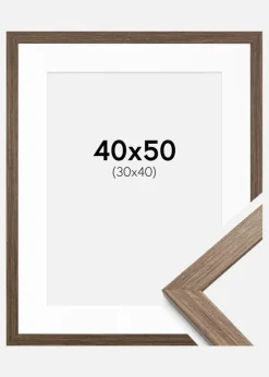 Ramme Stilren kold Brun 40x50 cm - Passepartout Hvid 31x41 cm