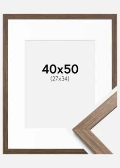 Ramme Stilren kold Brun 40x50 cm - Passepartout Hvid 28x35 cm