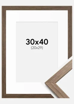 Ramme Stilren kold Brun 30x40 cm - Passepartout Hvid 21x30 cm