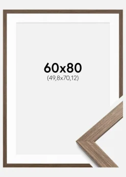Ramme Stilren kold Brun 60x80 cm - Passepartout Hvid 20x28 inches