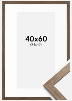 Ramme Stilren kold Brun 40x60 cm - Passepartout Hvid 25x50 cm
