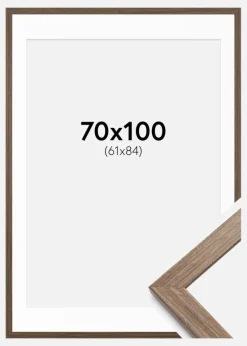 Ramme Stilren kold Brun 70x100 cm - Passepartout Hvid 62x85 cm