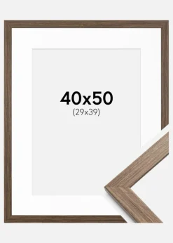 Ramme Stilren kold Brun 40x50 cm - Passepartout Hvid 30x40 cm