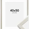 Ramme Stilren lysegrå Eg 40x50 cm - Passepartout Hvid 30x40 cm