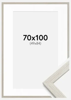 Ramme Stilren lysegrå Eg 70x100 cm - Passepartout Hvid 50x85 cm