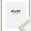 Ramme Stilren lysegrå Eg 40x50 cm - Passepartout Hvid 31,5x40 cm