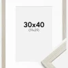 Ramme Stilren lysegrå Eg 30x40 cm - Passepartout Hvid 20x30 cm