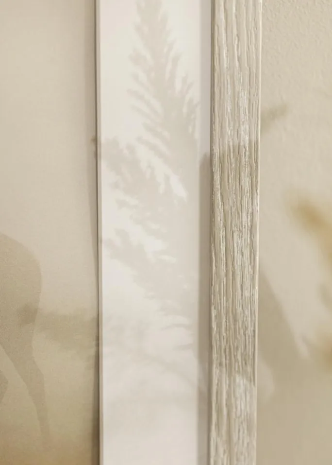Ramme Stilren lysegrå Eg 70x100 cm - Passepartout Hvid 60x90 cm