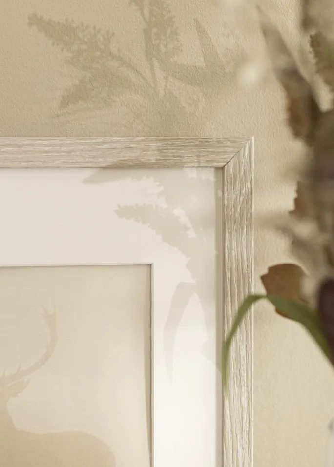 Ramme Stilren lysegrå Eg 60x80 cm - Passepartout Hvid 50x65 cm