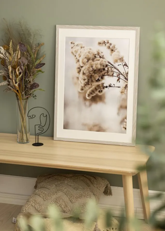 Ramme Stilren lysegrå Eg 60x80 cm - Passepartout Hvid 50x65 cm