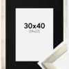 Ramme Stilren Sølv 30x40 cm - Passepartout Sort 20x28 cm