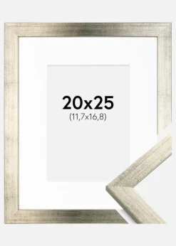Ramme Stilren Sølv 20x25 cm - Passepartout Hvid 5x7 inches