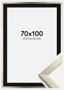 Ramme Stilren Sølv 70x100 cm - Passepartout Sort 24x36 inches