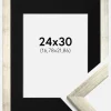 Ramme Stilren Sølv 24x30 cm - Passepartout Sort 7x9 inches