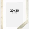 Ramme Stilren Sølv 20x30 cm - Passepartout Hvid 15x22 cm